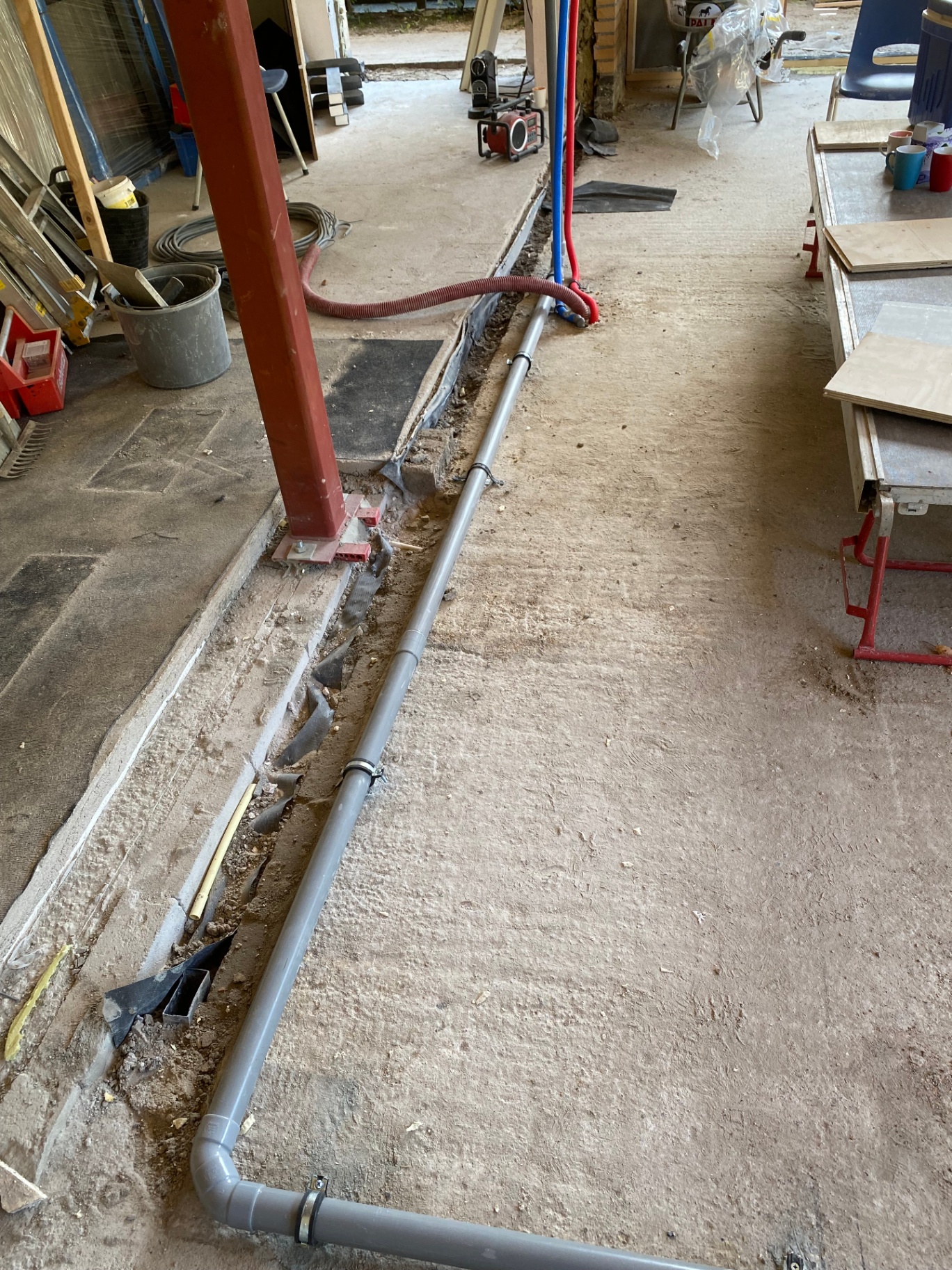 Leidingwerk nieuwe uitbouw